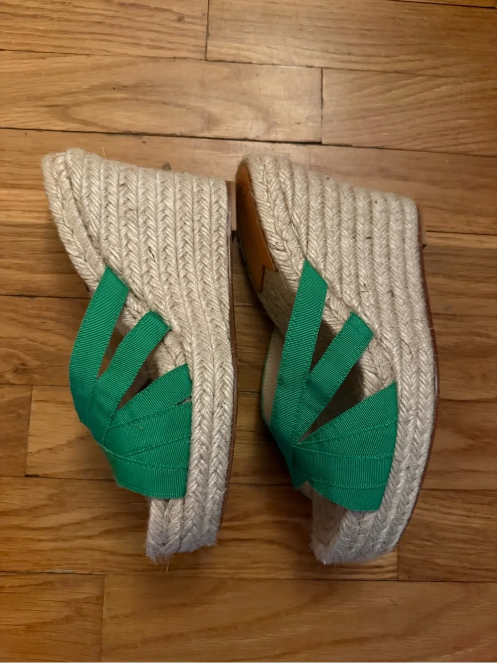 Stubbs & Wootton Emerald Green Espadrille Wedge Sandals